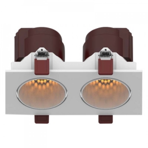 Dual twin heads recessed adjustable tiltable spotlight flush mounted multiple spot downlight 2x7W 2x12W rectangle built in spot down lights WGZ0327212SA