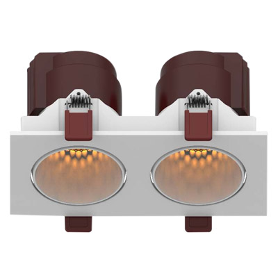 Dual twin heads recessed adjustable tiltable spotlight flush mounted multiple spot downlight 2x7W 2x12W rectangle built in spot down lights WGZ0327212SA
