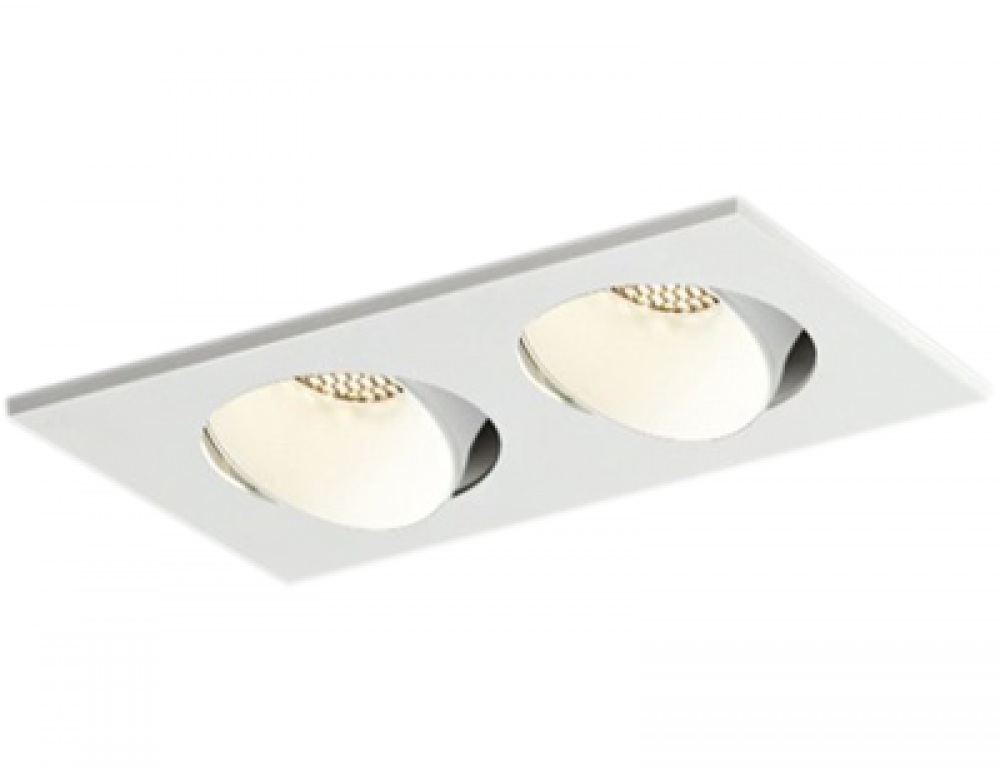 Recessed double downlights square twin adjustable spotlight honeycomb
