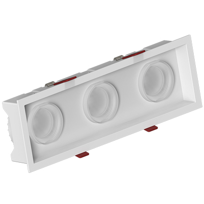 white recessed Osram led 3 heads flanged commercial multiples downlights directional square grille spot light frosted milky acrylic lens/ lampshade interior triple heads smd down light ceiling recessed lighting residential wall washer spotlight  (6W/12W/18W)X3 WTM2-L