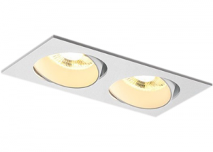 Embedded 2 heads adjustable wall washer downlight 2x6W rectangle built in CREE LED COB twin tiltable dimming spotlights 12W antiglare double recessed ceiling multiple grille down lights