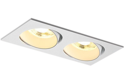 Embedded 2 heads adjustable wall washer downlight 2x6W rectangle built in CREE LED COB twin tiltable dimming spotlights 12W antiglare double recessed ceiling multiple grille down lights