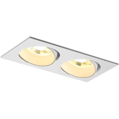 Embedded 2 heads adjustable wall washer downlight 2x6W rectangle built in CREE LED COB twin tiltable dimming spotlights 12W antiglare double recessed ceiling multiple grille down lights