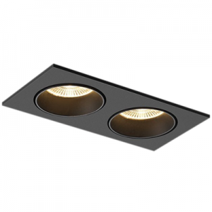 Recessed 2 heads adjustable wall washer spot down lights 2x6W rectangle built in CREE LED COB twin tiltable dimming spotlights antiglare double embedded ceiling multiple grille downlights