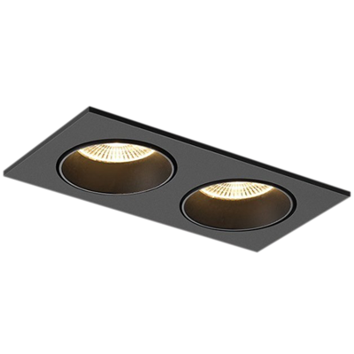 Recessed 2 heads adjustable wall washer spot down lights 2x6W rectangle built in CREE LED COB twin tiltable dimming spotlights antiglare double embedded ceiling multiple grille downlights