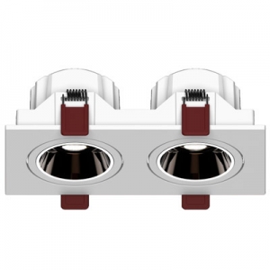Recessed ceiling LED double spotlights rectangular twin wall washer downlights aluminum white black modern COB CREE anti glare indoor adjustable fixed embedded two dual head trim spot down lights