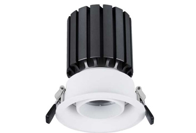 Adjustable round ceiling lamp built-in 25° tilting COB wall washer spot down light recessed ceiling LED spotlight 355° rotation aluminium embedded dimming downlights 7W 12W 18W 30W deep anti glare