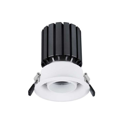 Adjustable round ceiling lamp built-in 25° tilting COB wall washer spot down light recessed ceiling LED spotlight 355° rotation aluminium embedded dimming downlights 7W 12W 18W 30W deep anti glare