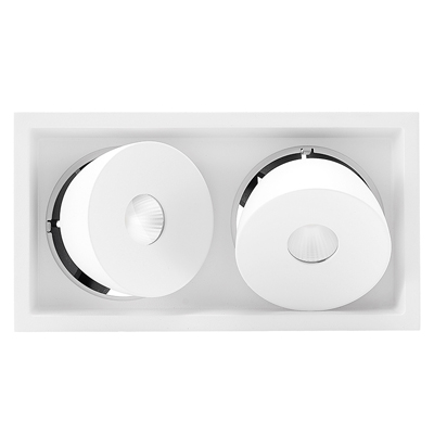 Twin double low glare 12Wx2 Bridgelux LED recessed square Lollo Triac 0-10V Dali dimmable downlights adjustable embedded rotatable ceiling spotlight tilt dual architectural wall washer spot light