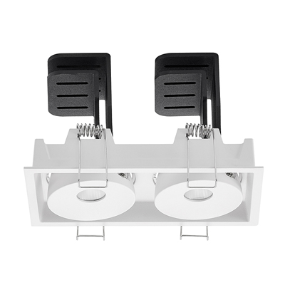 Twin double low glare 12Wx2 CREE LED smart recessed square Lollo Triac 0-10V Dali dimmable downlights adjustable embedded rotatable ceiling spotlight tilt dual architectural wall washer spot light