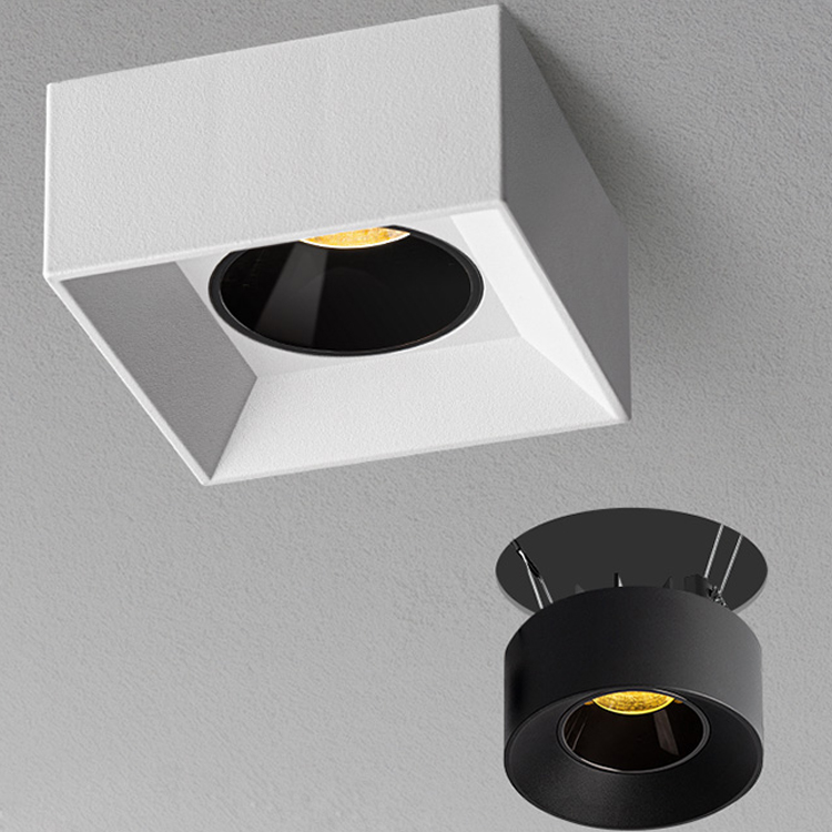 reflector built-in spot COB downlighter ceiling recessed surface groove mounting CREE LED 12W fixed arc round ceiling spotlights white black downlights low glare embedded spot down lights fixtures