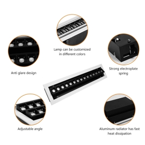 30W Single Row Adjustable Multi-Spotlights Osram SMD Recessed Tetris linear Downlights Laser Blade Grille Wall Washer Spot Light Led Aluminium Ceiling Embedded Mounting Grille Lamp 2WX15