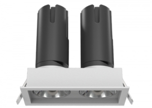 Dimming Honeycomb Gimbal Mini Twin Flange Multiple Spots Two Light Recessed Small 2 Spot Downlight Aluminum Double Head Anti-dazzling Micro Tiny Rectangular Ceiling Spot Down Light