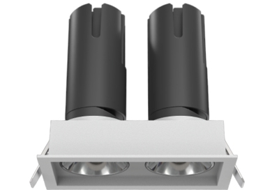 Dimming Honeycomb Gimbal Mini Twin Flange Multiple Spots Two Light Recessed Small 2 Spot Downlight Aluminum Double Head Anti-dazzling Micro Tiny Rectangular Ceiling Spot Down Light