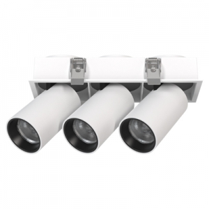 Retractable Triple 3-light Flush Rectangle Spotlight Adjustable Embedded Cylinder Ceiling Directional Downlight Rotating Honeycomb Anti-glare Dimmable Stretchable Swivel Focus Spot Down Light