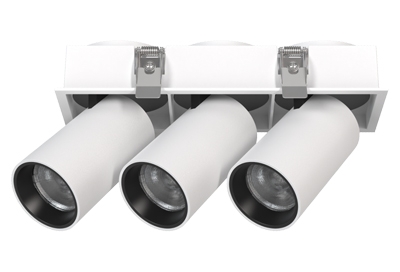 Retractable Triple 3-light Flush Rectangle Spotlight Adjustable Embedded Cylinder Ceiling Directional Downlight Rotating Honeycomb Anti-glare Dimmable Stretchable Swivel Focus Spot Down Light