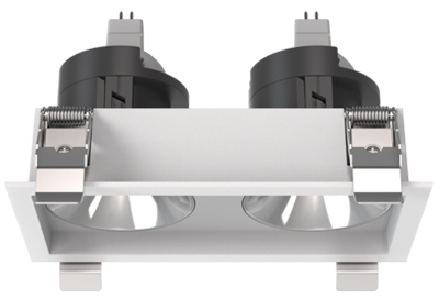 Twin MR16 GU10 Module Fitting Frame Tiltable Adjustable Replacement Recessed Ceiling Spot Down Light Direction Fixture Trim Ring Fitting Light Mounting Frame Base Lamp Holder