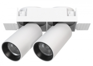 Retractable Adjustable Trimless Square Double Semi-recessed Directional Tube PEEK Spotlights Cylinder 355° Rotation & Honeycomb Anti-Glare Aluminum Ceiling Dimming Spot Down Light