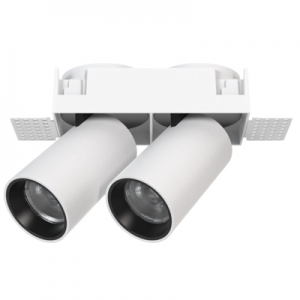Retractable Adjustable Trimless Square Double Semi-recessed Directional Tube PEEK Spotlights Cylinder 355° Rotation & Honeycomb Anti-Glare Aluminum Ceiling Dimming Spot Down Light