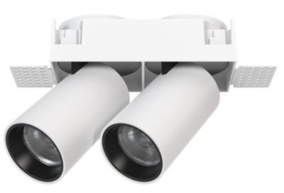 Retractable Adjustable Trimless Square Double Semi-recessed Directional Tube PEEK Spotlights Cylinder 355° Rotation & Honeycomb Anti-Glare Aluminum Ceiling Dimming Spot Down Light