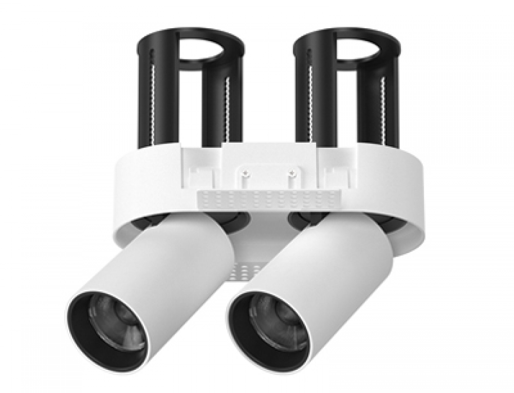 Cylindrical Telescopic Pulldown Double Spotlight Trimless Rounded Stretchable