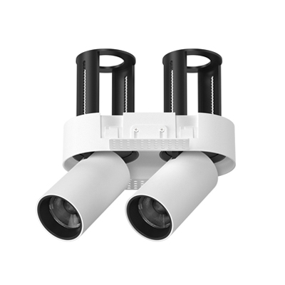 Cylindrical Telescopic Pulldown Double Rounded COB Spotlight Trimless Stretchable Minima Oval 2 Twin Adjustable Retractable Aluminium Swivel Tilt Honeycomb Shift Semi-Recessed In-Out Anti-Glare Directional Downlight Emergency Triac 0-10V Dali Dim Pullout LED Spot Peek Down Light