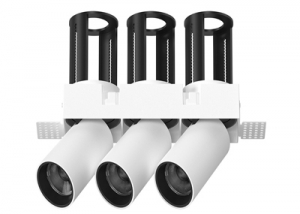 Rimless Frameless Trimless Retractable LED Pull-Out 3 Triple Spotlight Stretchable Adjustable Cylindrical Telescopic Pulldown Tilt In-Out Swivel Honeycomb Semi-Recessed Anti-Glare Downlight