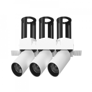 Rimless Frameless Trimless Retractable LED Pull-Out 3 Triple Spotlight Stretchable Adjustable Cylindrical Telescopic Pulldown Tilt In-Out Swivel Honeycomb Semi-Recessed Anti-Glare Downlight