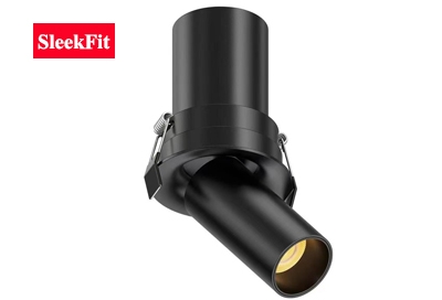 Curved Trim Mini Telescopic COB Sleekfit Smart Swivel Tilt Adjustable Stretchable Directional Rotatable Pull Down Retractable Flexible In-Out Recessed Round Single Downlight Spotlight Black