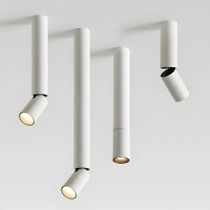 Long-Tube Flush Mount LED Anti-Glare Folding Cylinder Modern Directional Surface Spotlight Adjustable Barrel Spot Down Ceiling Lamp Aluminum Minimalist Long-Pipe Can Ceiling Art Light-White