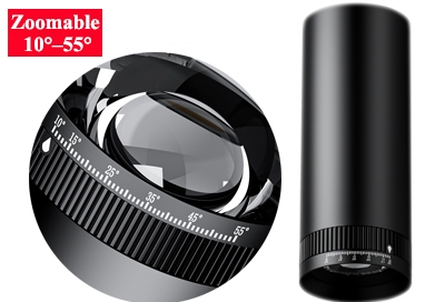 Zoomable Adjustable Beam-Angle 10-55° Fixed Surface Cylindrical Spotlight Ceiling Focus Accent Spot Down Light Flicker-Free Wash Accent Task Display Artwork flexible lighting