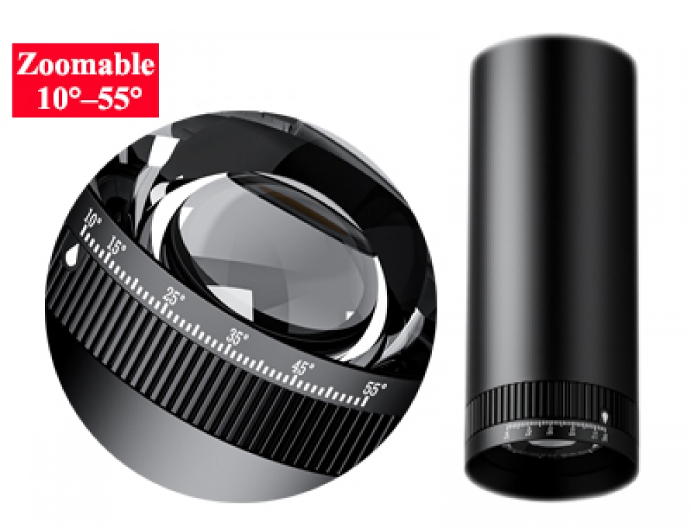 Zoomable Adjustable Beam-Angle 10-55° Cylindrical Surface Focus Spot Light