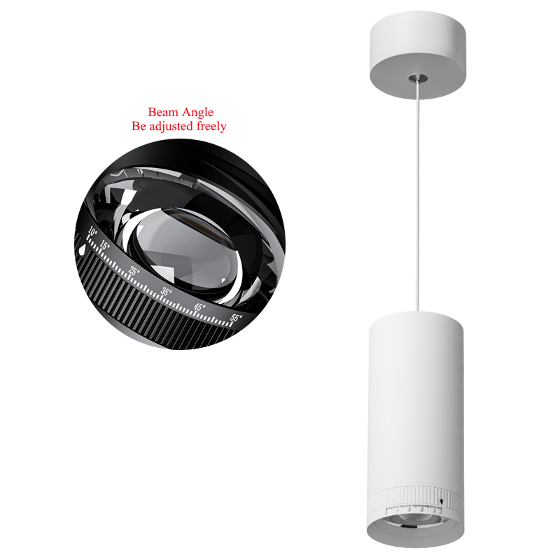 Zoomable Adjustable Beam-Angle 10-55° Cylinder Pendant Focus Spot ...